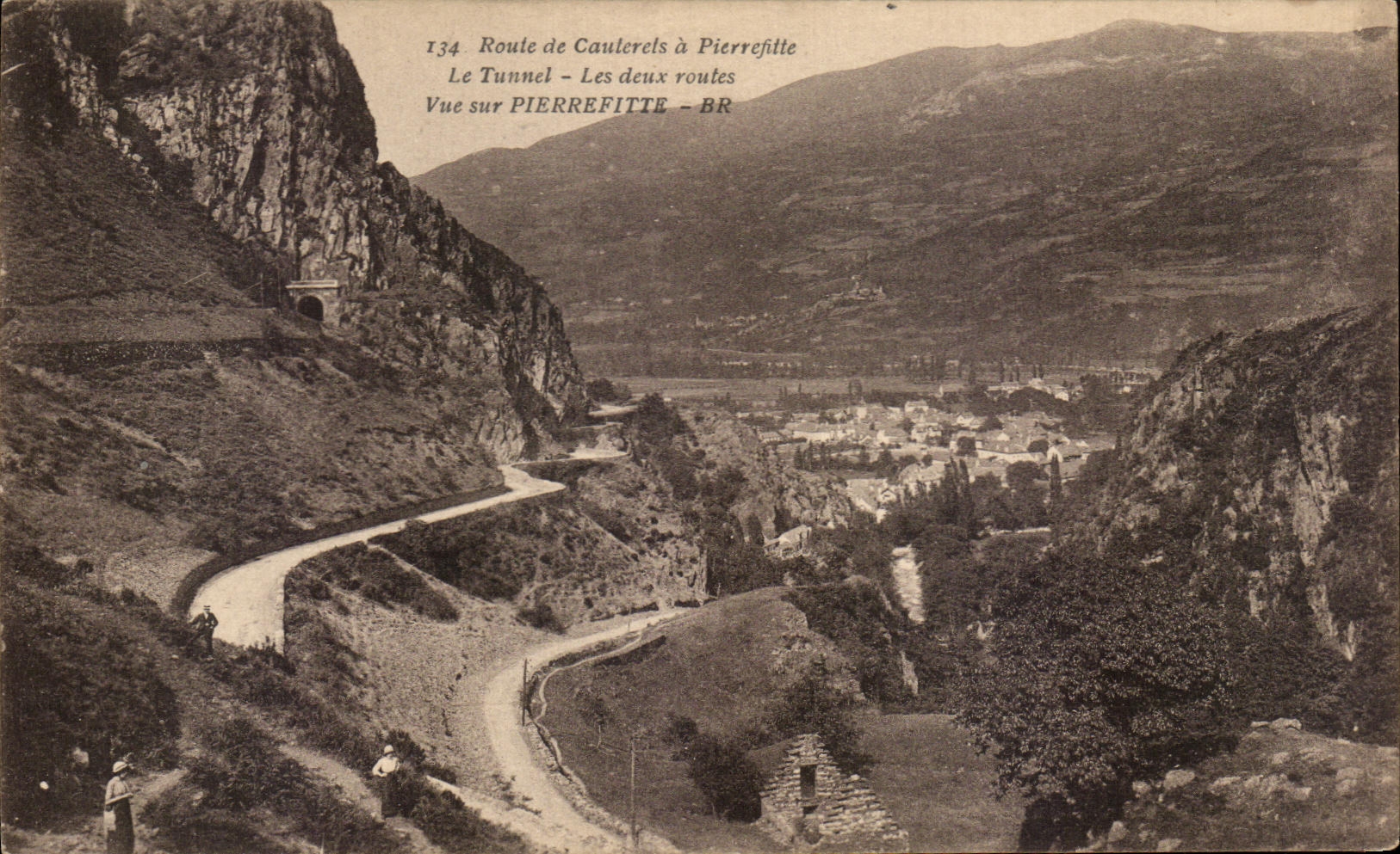 CPA road De Cauterets has Pierrefitte the Tunnel the two roads