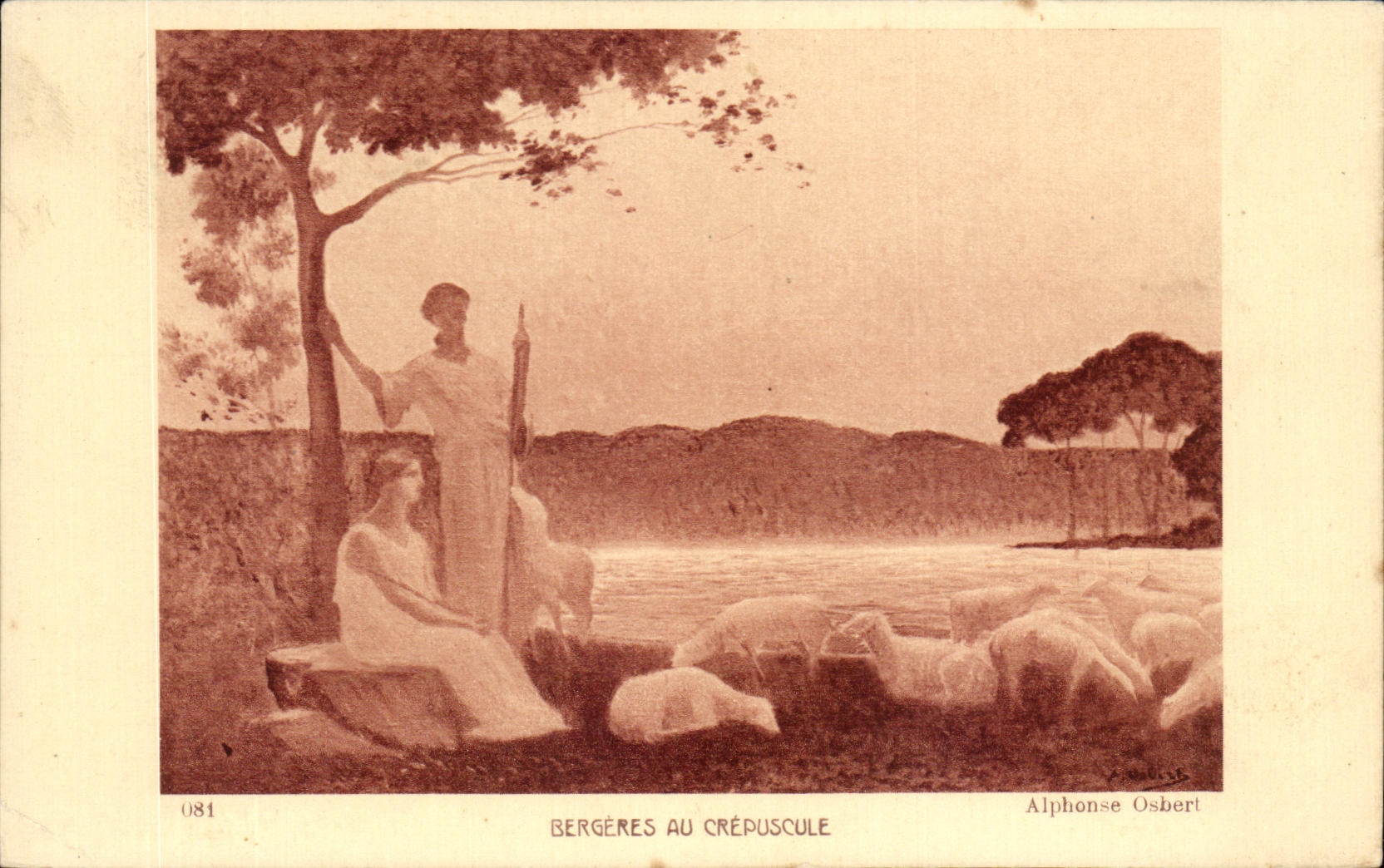 CPA Bergeres Au Crepuscule Moutons