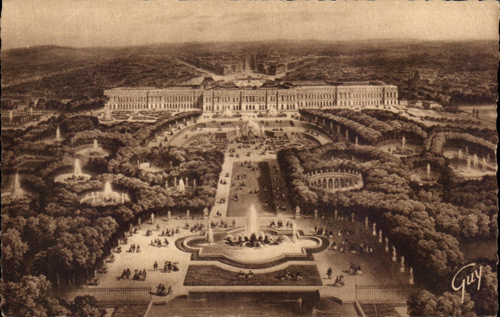 CPA Versailles Et Ses Merveilles Vue Generale Sur Le Parc Et Le Chateau