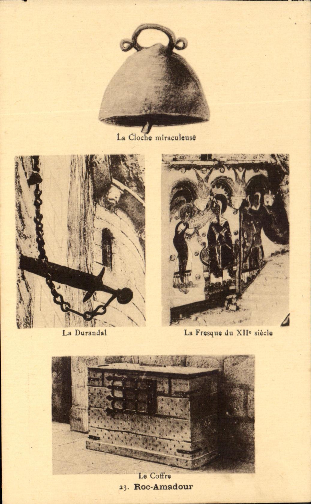 CPA Roc Amadour Le Cloche Miraculeuse La Durandal La Fresque du siecle Le Coffre