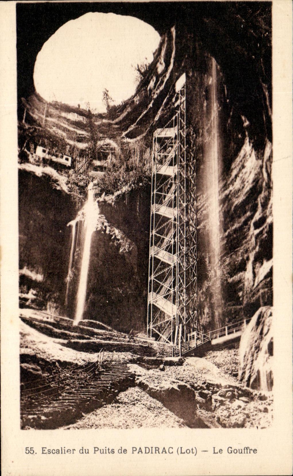 CPA Staircase of the Well of Padirac the Pit