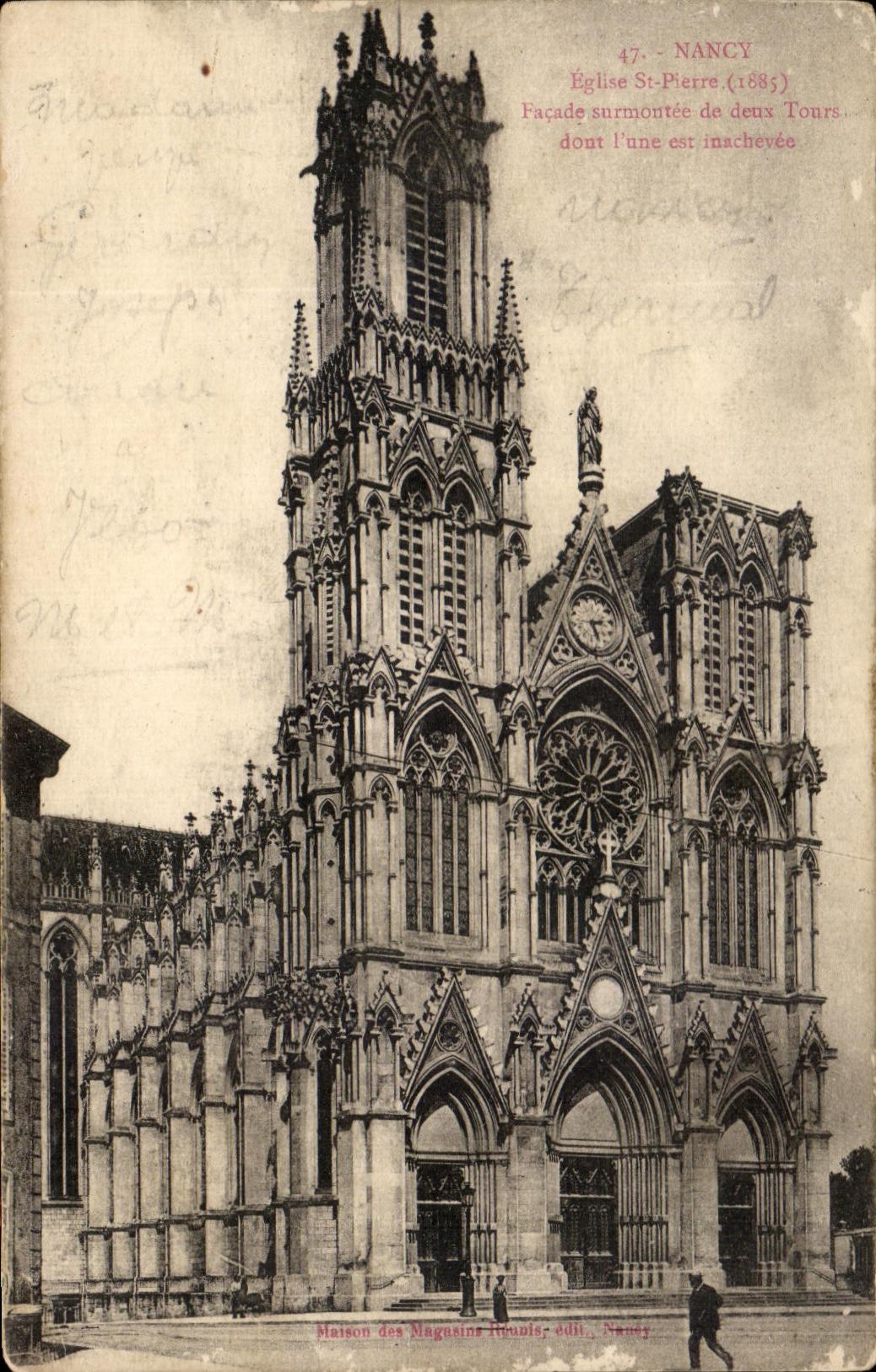 CPA Nancy Eglise St Pierre Facade Surmontee De Deux Tours Dour l'Une En