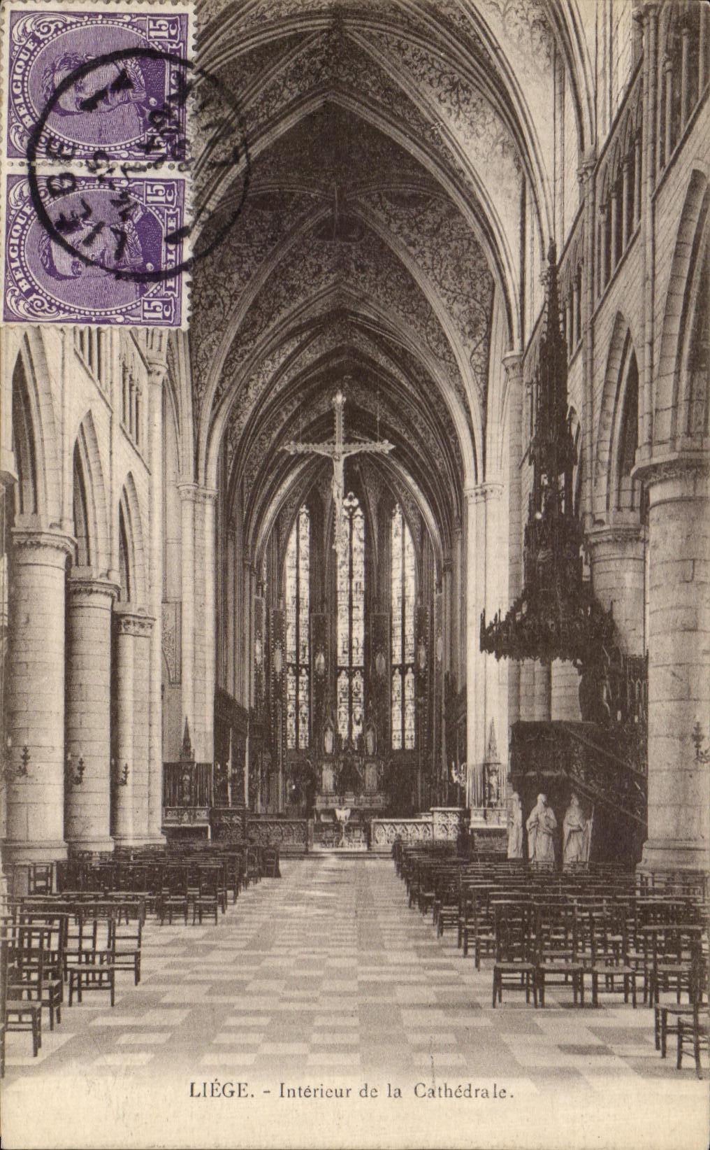 CPA Liege Interior of the Cathedral