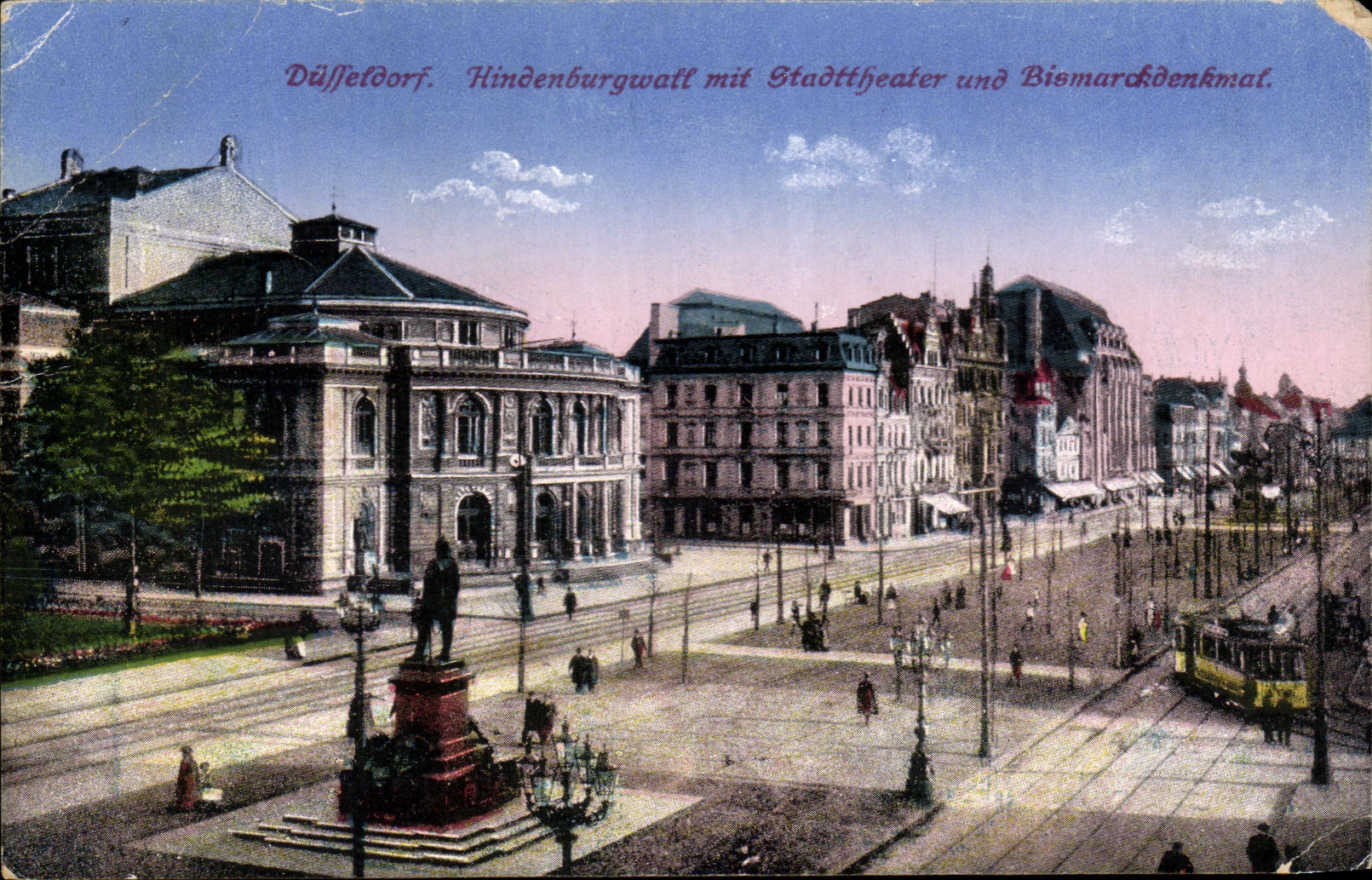 CPA Dusseldorf Hindenburgwatt Mit stadttheater Und Bismarordenrme