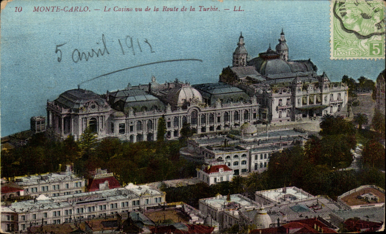 CPA Monte Carlo Le Casino vu de la Route de la turbie
