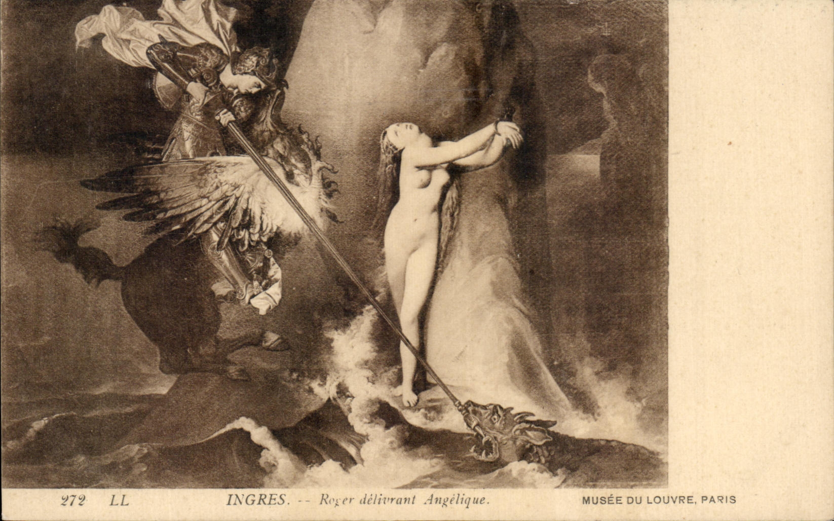 CPA Ingres Teger Delivrant Angelique Musee Du Louvre Paris Dragon