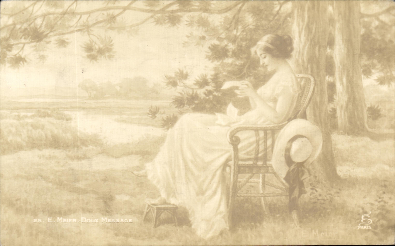 CPA Meier Doux message Femme