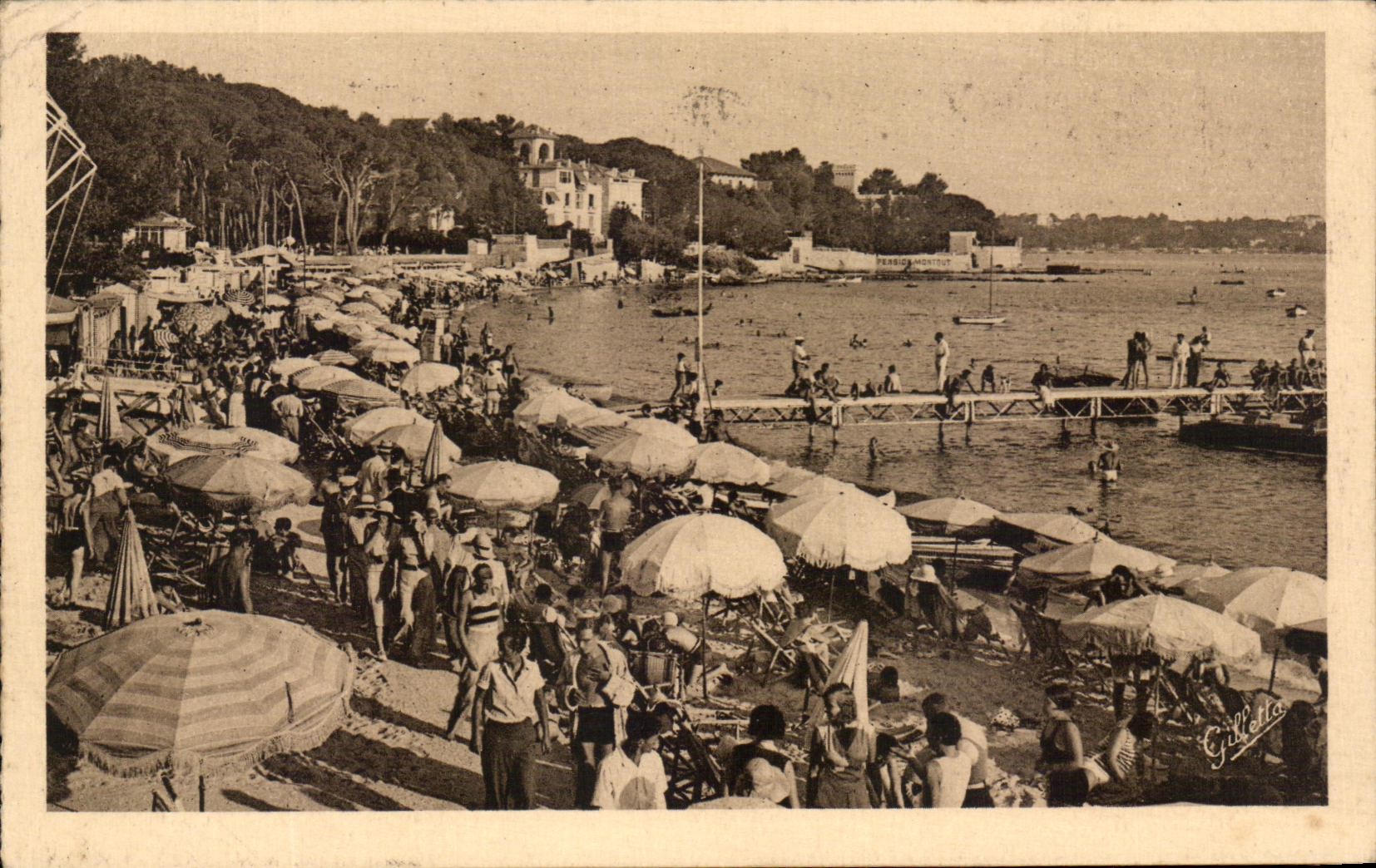 CPA dimensiona Aritistique azul Juan los pinos la playa