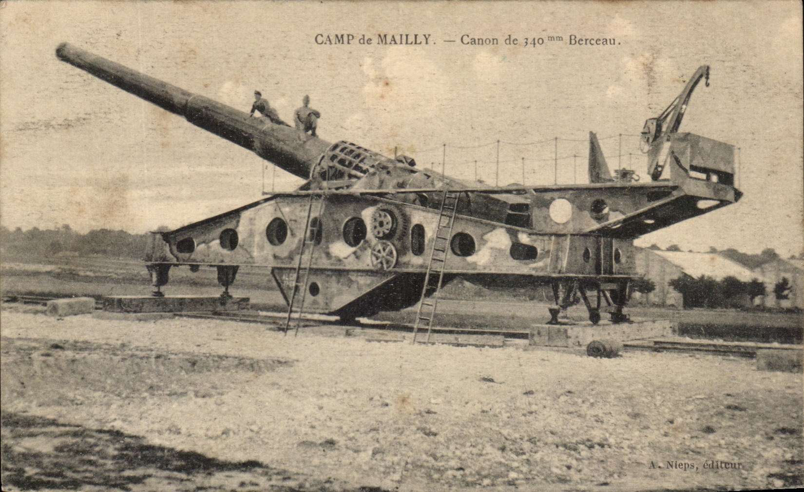 Campo de CPA de Mailly Canon de la horquilla de 340m m Militaria