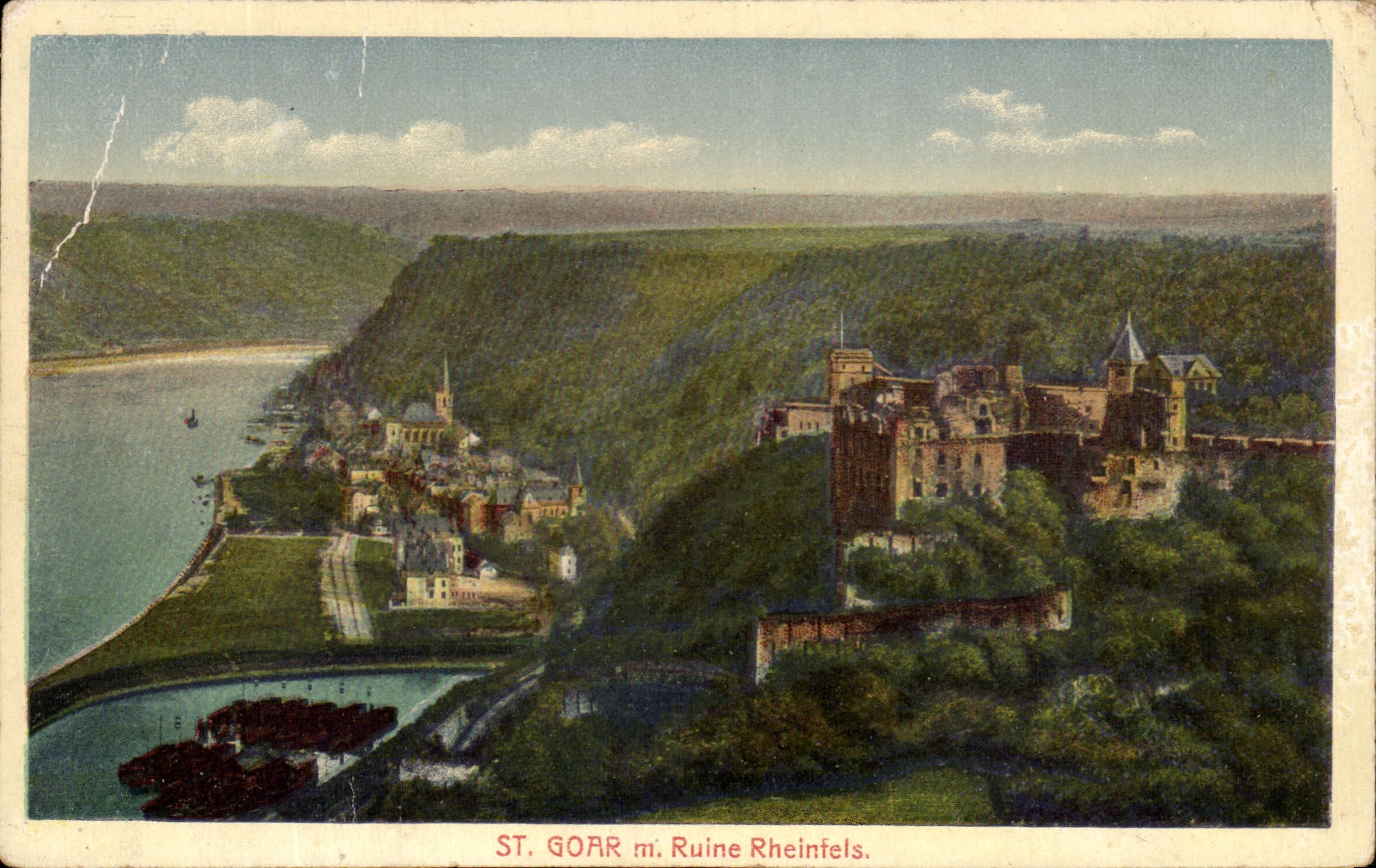 CPA St Goar Mr Ruine Rheinfels