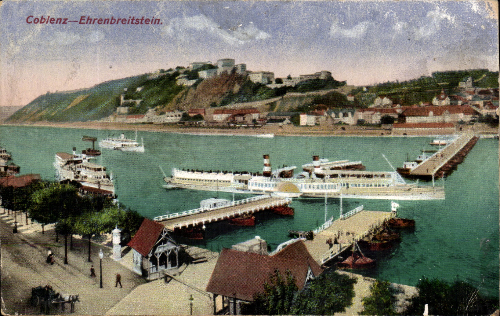 CPA Coblenz Ehrenbreitstein Boat (with the back stuck Guillaume layer)