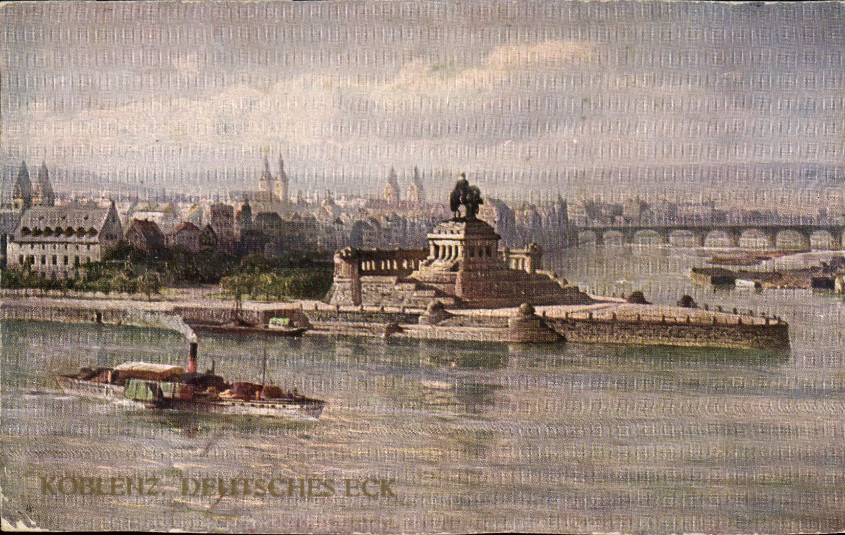 CPA Koblenz Deutsches Eck Boat