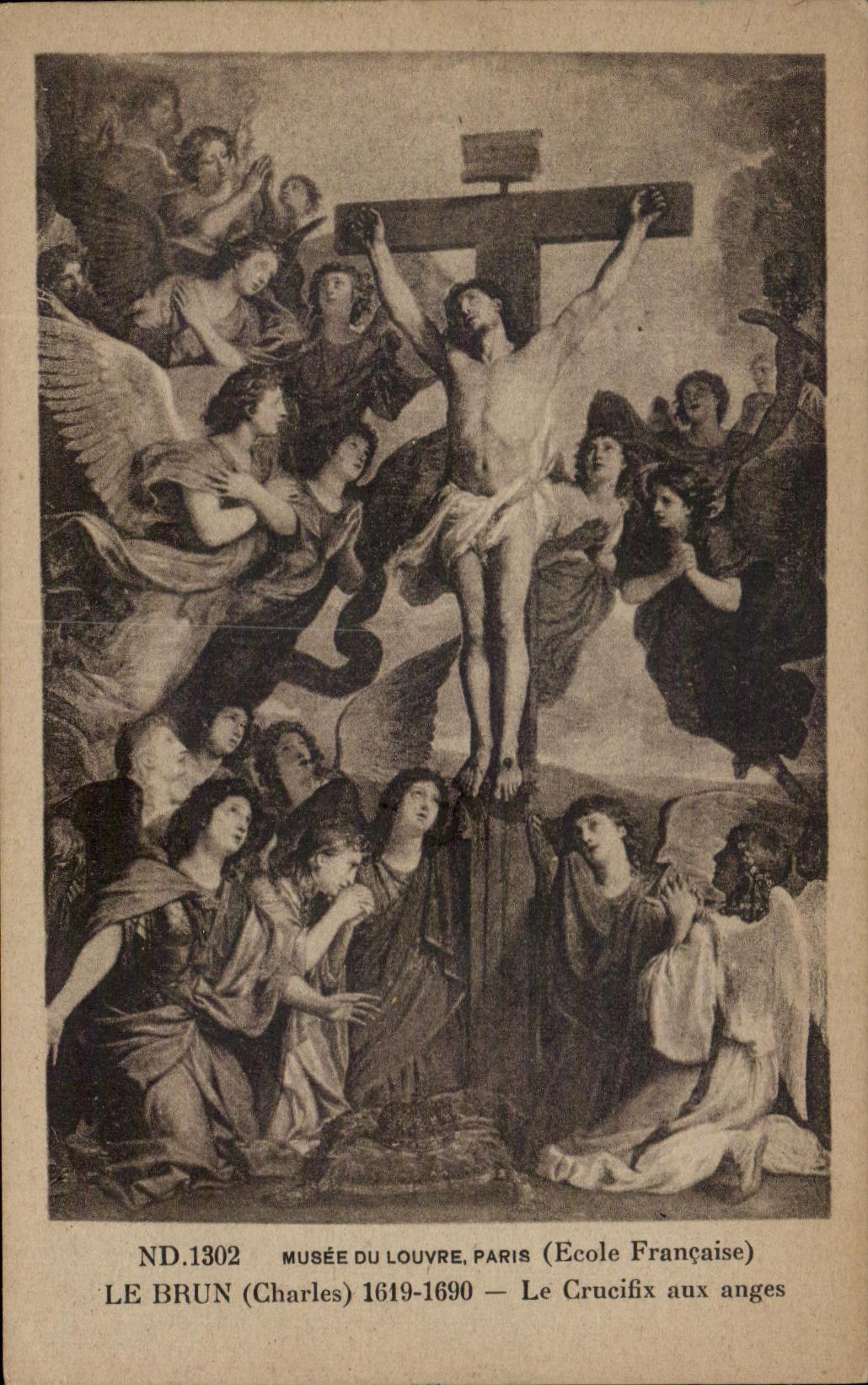 CPA Musee Du Louvre Paris Le Brun Le Crucifix aux Anges