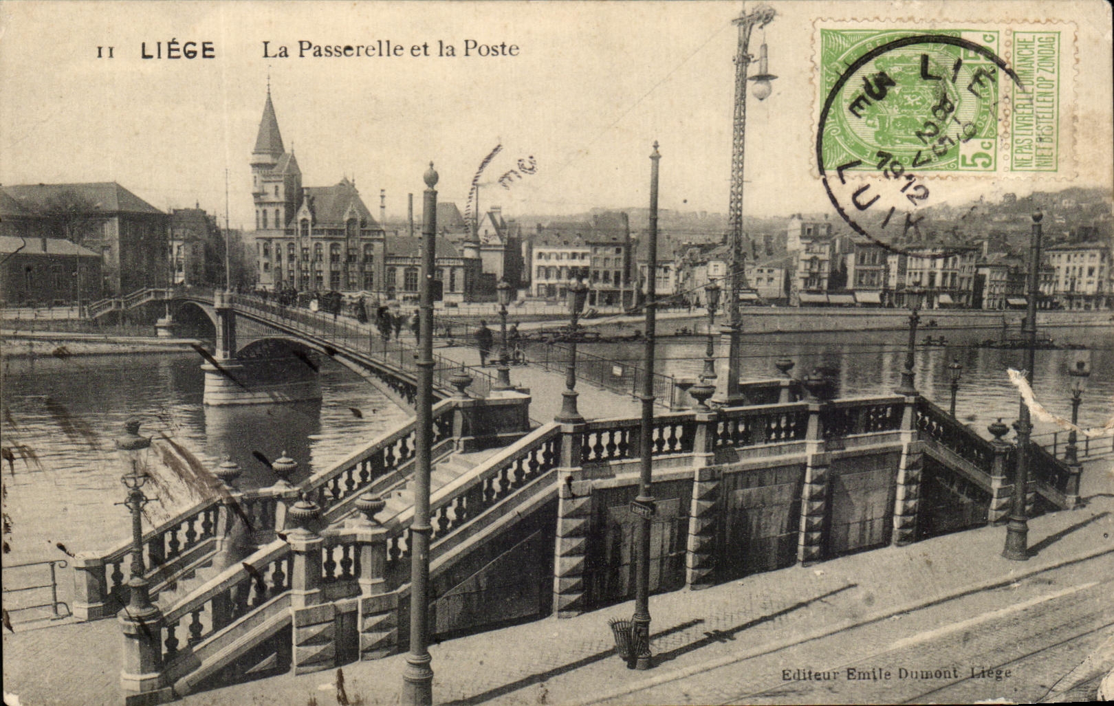 CPA Liege the Footbridge and the Post office
