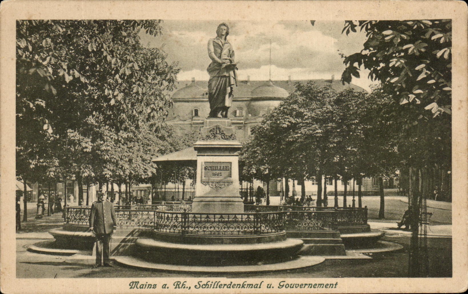 CPA Mainz Schillerdenkmal Gouvernement