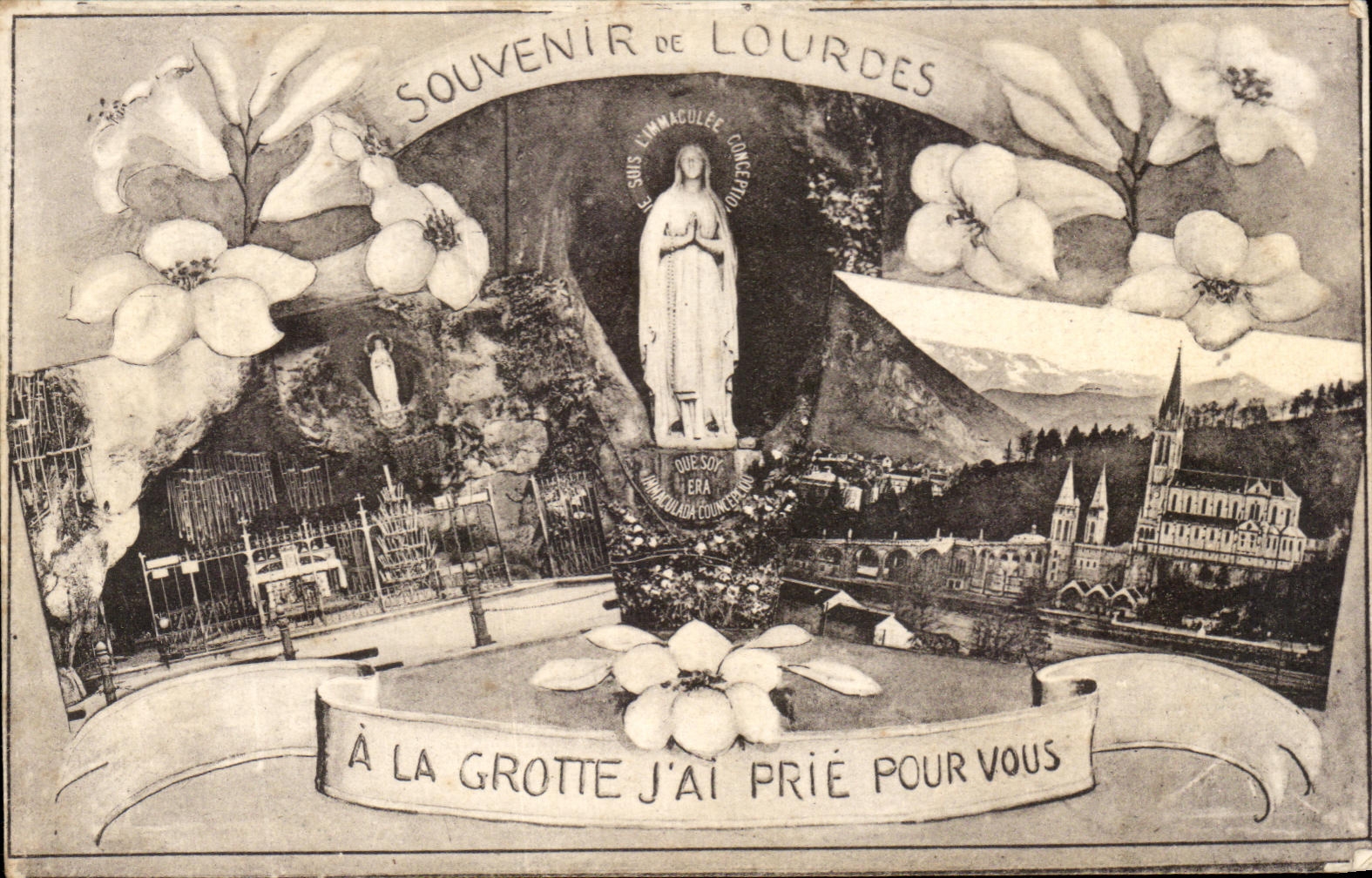 CPA Souvenir of Lourdes With the Cave J have Requests For You