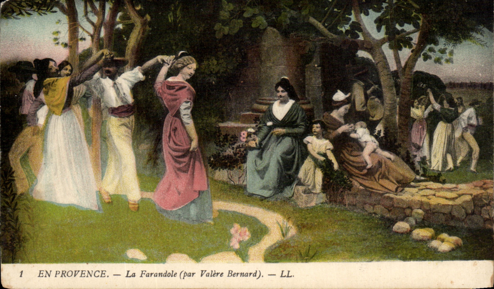 CPA Fantaisie Femme en provence La farandole Valere Bernard Folklore 