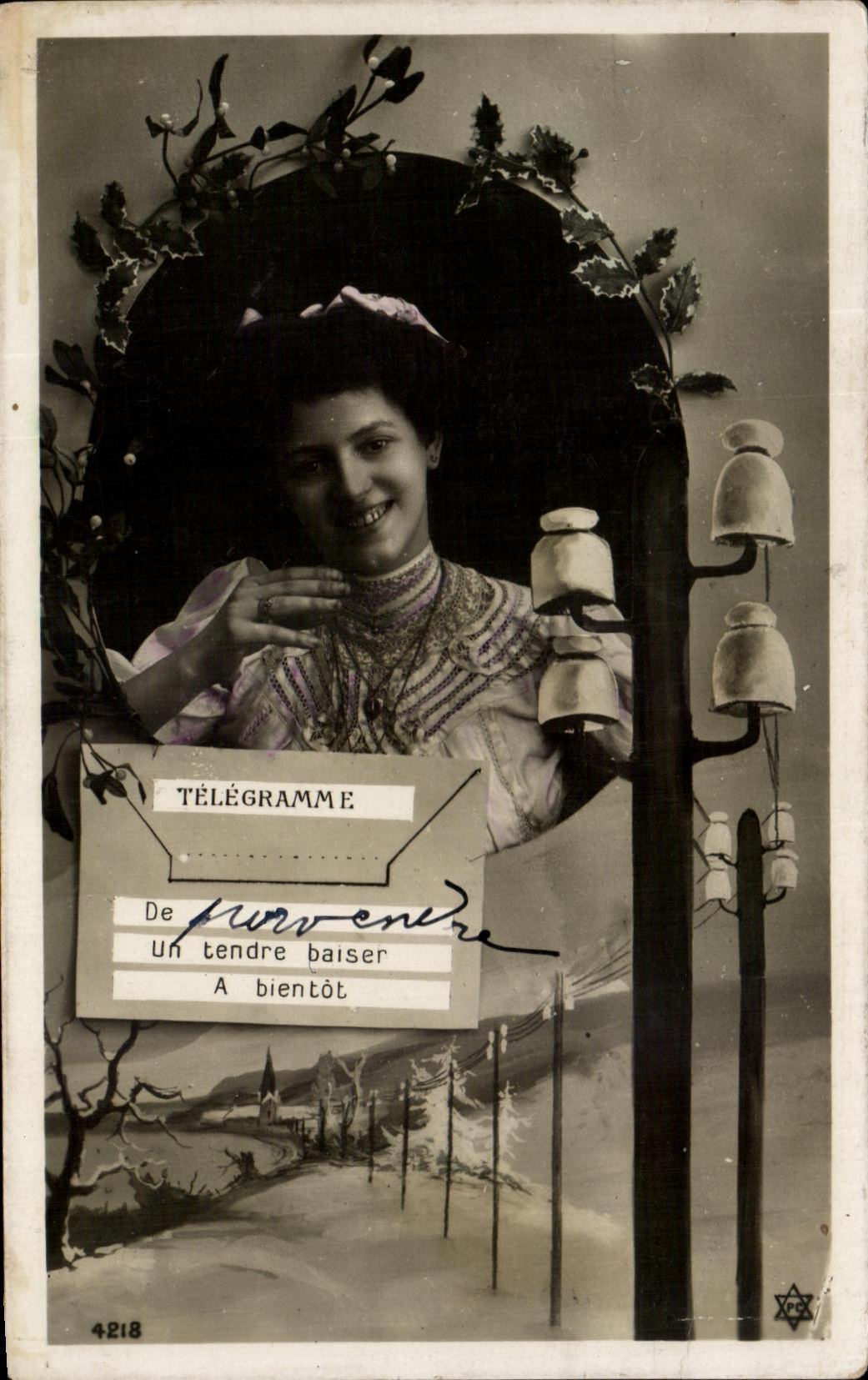 CPA Fantaisie Femme Telegraphe 