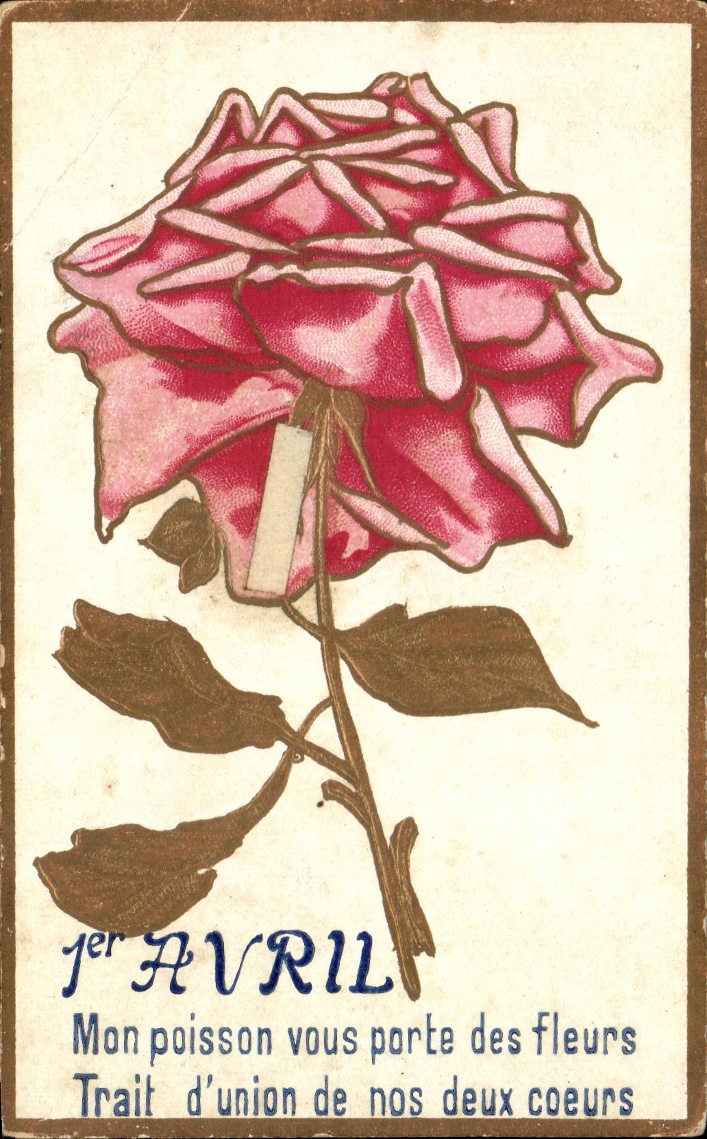 CPA Fantaisie Fleurs Roses 1er avril