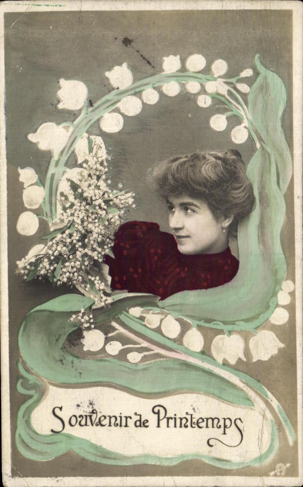 CPA Fantaisie Femme Muguet printemps