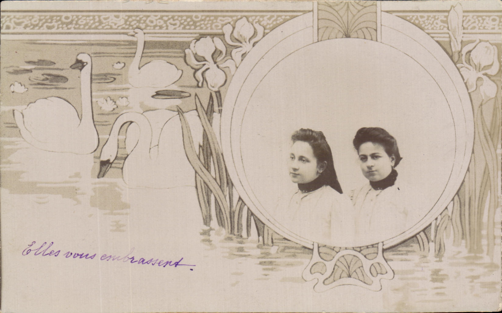 CPA Fantaisie Femmes Cygnes 