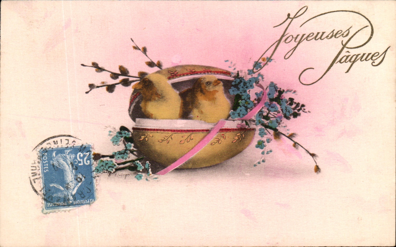 CPA Fantaisie Paques Poussins 