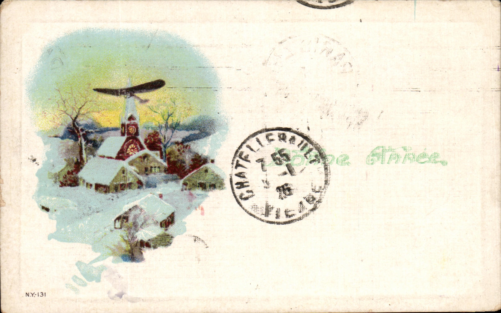 CPA Fantasy Happy New Year Plane