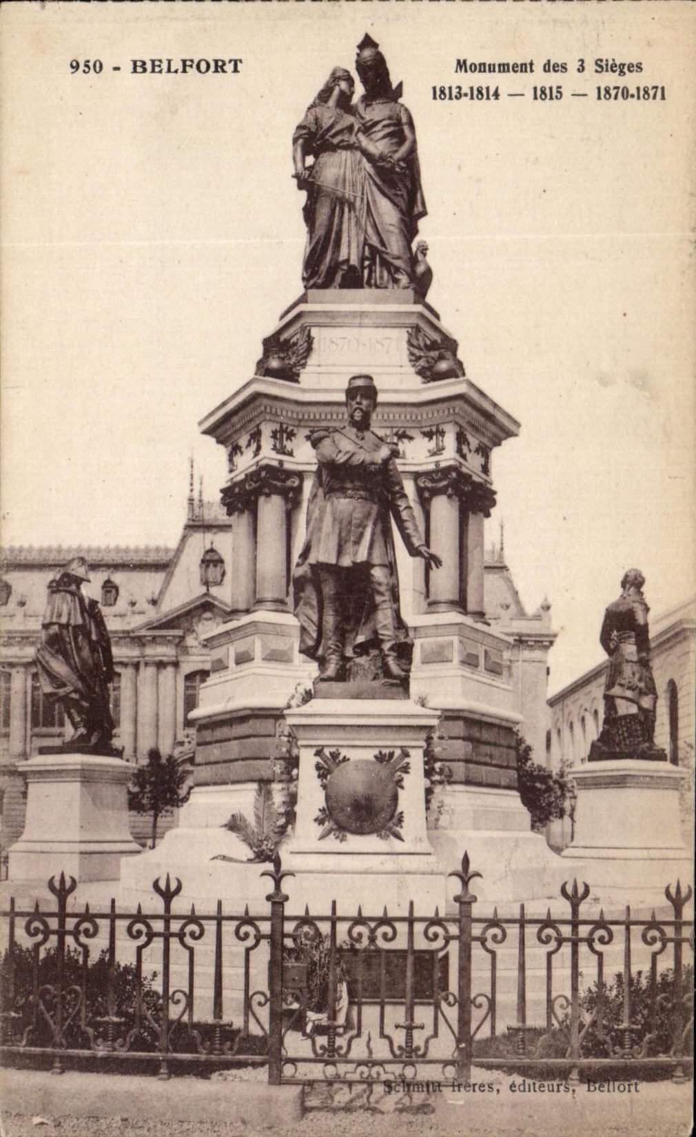 CPA Belfort Monument des 3 sieges 1813 1815 1870 Militaria