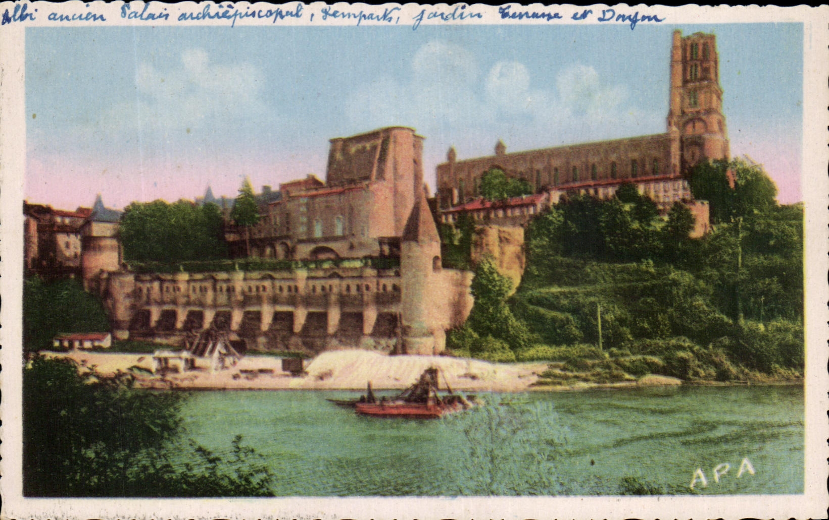 Terraza arzobispal y subsistencia del jardin de las paredes del paladar viejo de CPA Albi (el Tarn)