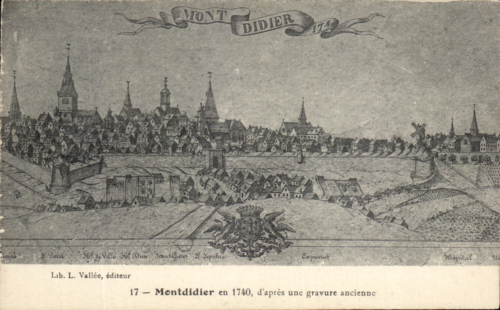 CPA Montdidier in 1740 according to an Old Engraving