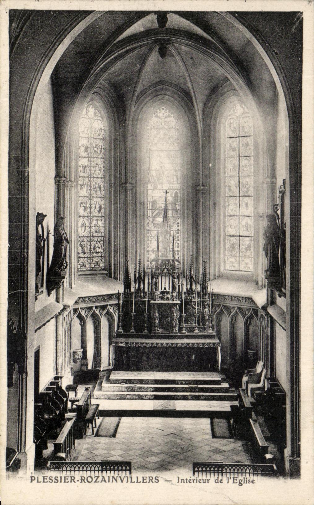 CPA Plessier Rozainvillers interior of the Church