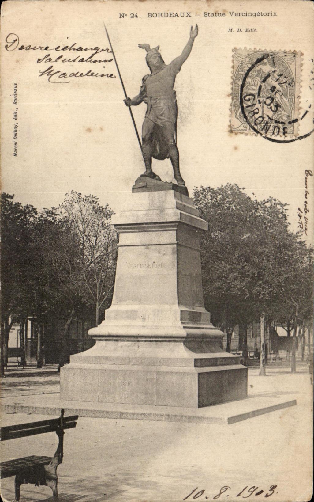 CPA Bordeaux Statue Vercingetorix