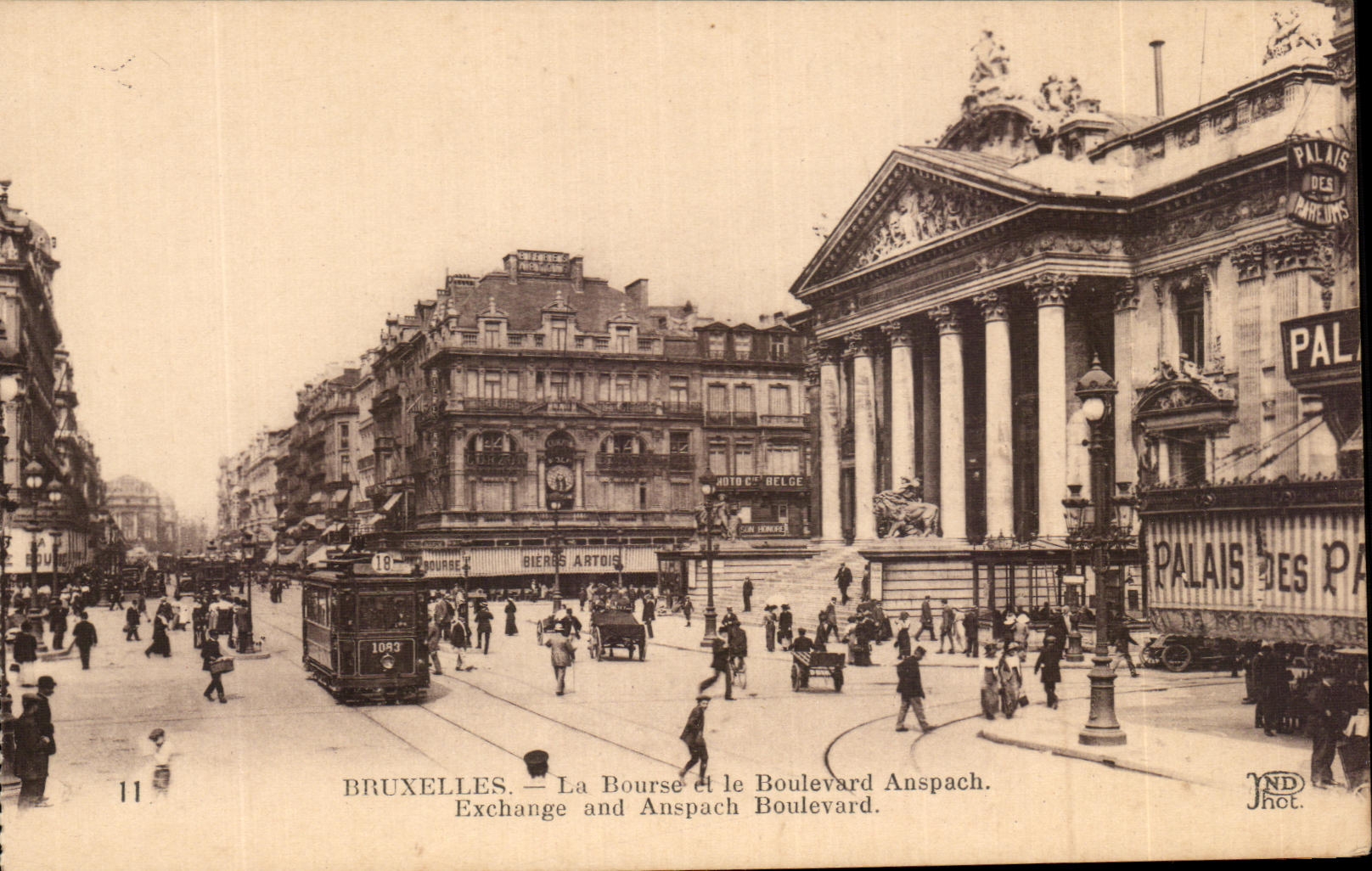 CPA Bruselas la bolsa de accion y el bulevar de Anspach