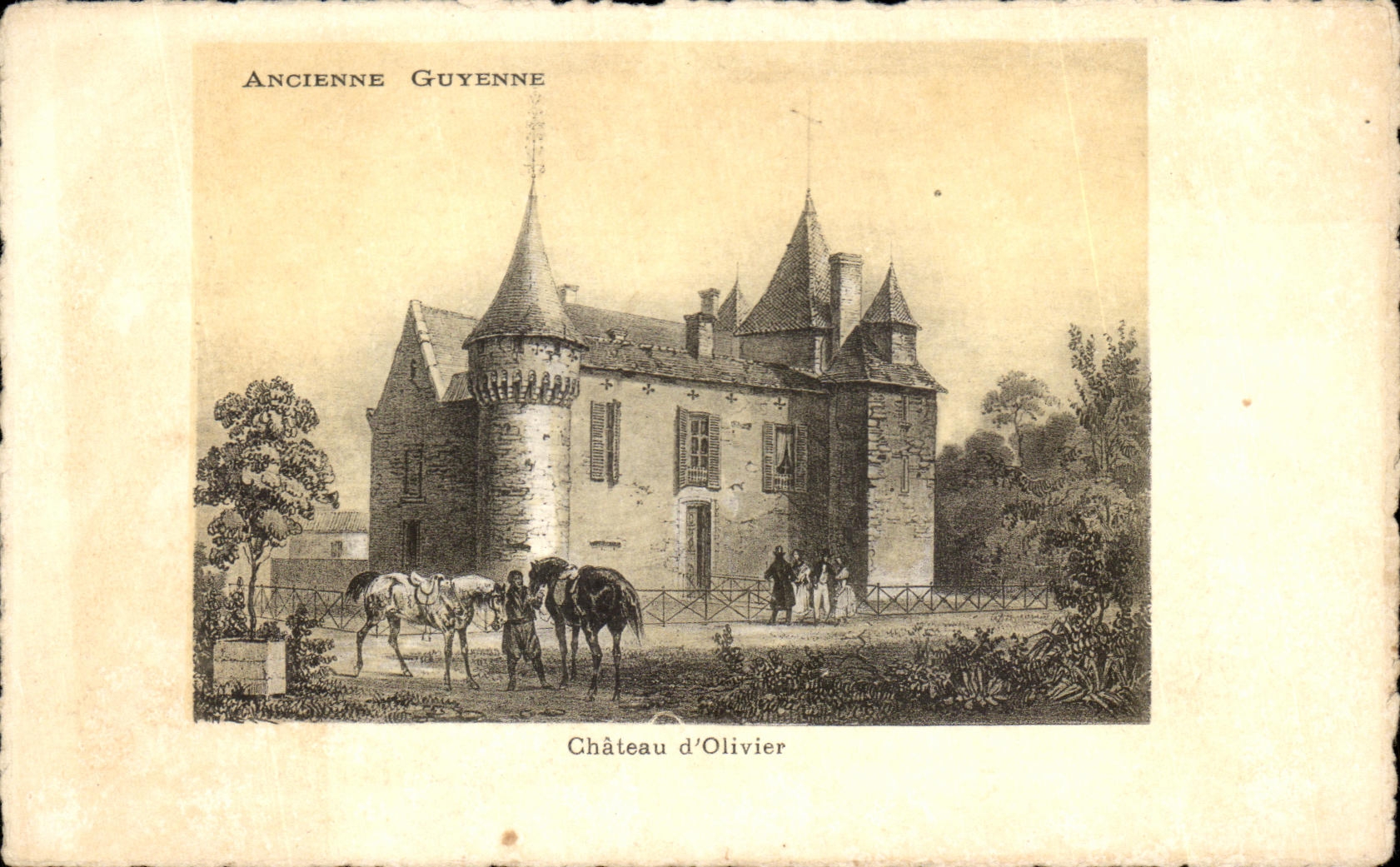 Old CPA Guyenne castle of Olivier Cheavux Horse