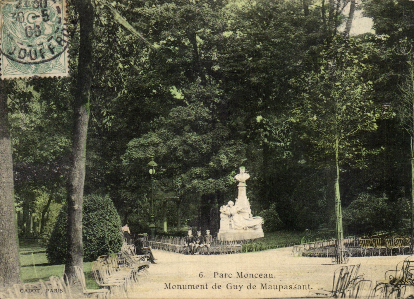 CPA Park Heap Monument of Guy of Maupassant