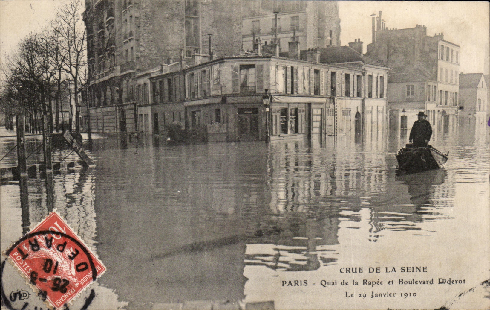 CPA Crue De La Seine Paris Quai De La Rapee Et Boulevard Diderot Inondations