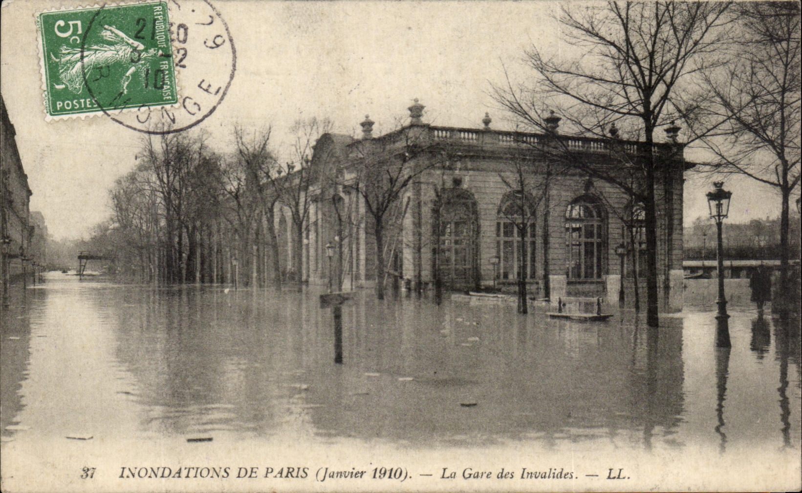CPA Inondations De Paris La Gare Des Invalides