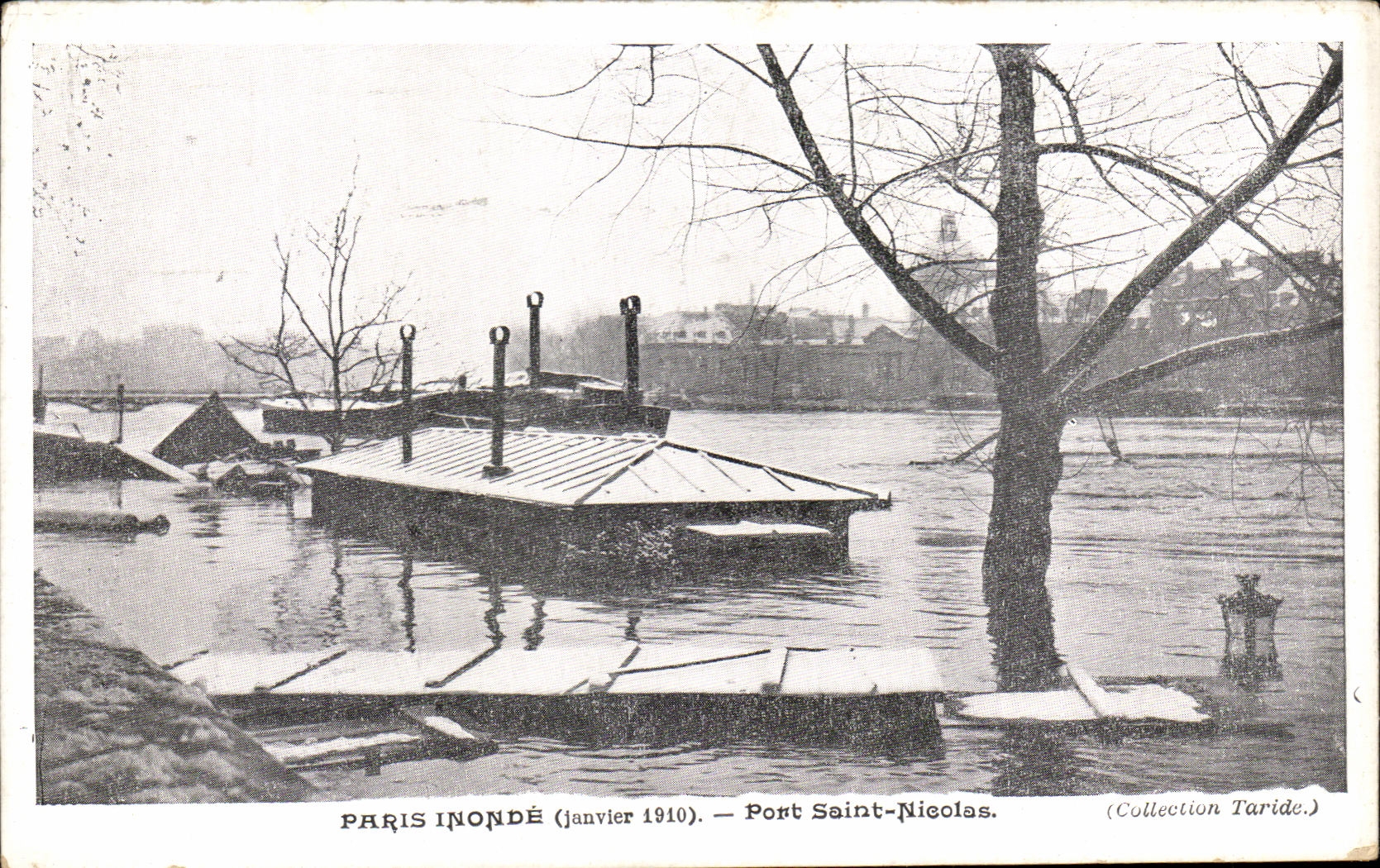 CPA Paris Inonde Pont Saint Nicolas