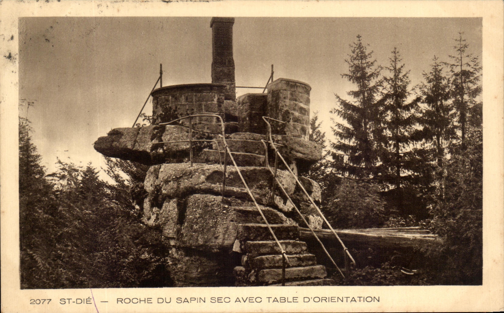 CPA St Die Rock Of the Dry Fir tree With Table Of Orientation