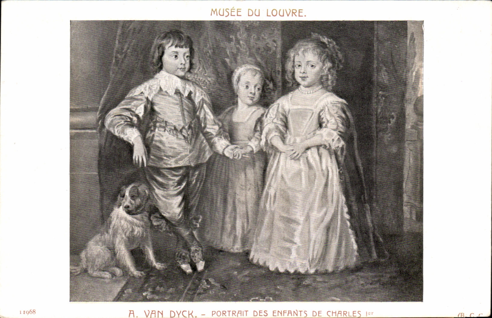 CPA Museum Of Louvre Van Dyck Portrait Of the Children Of Charles 1st Dog