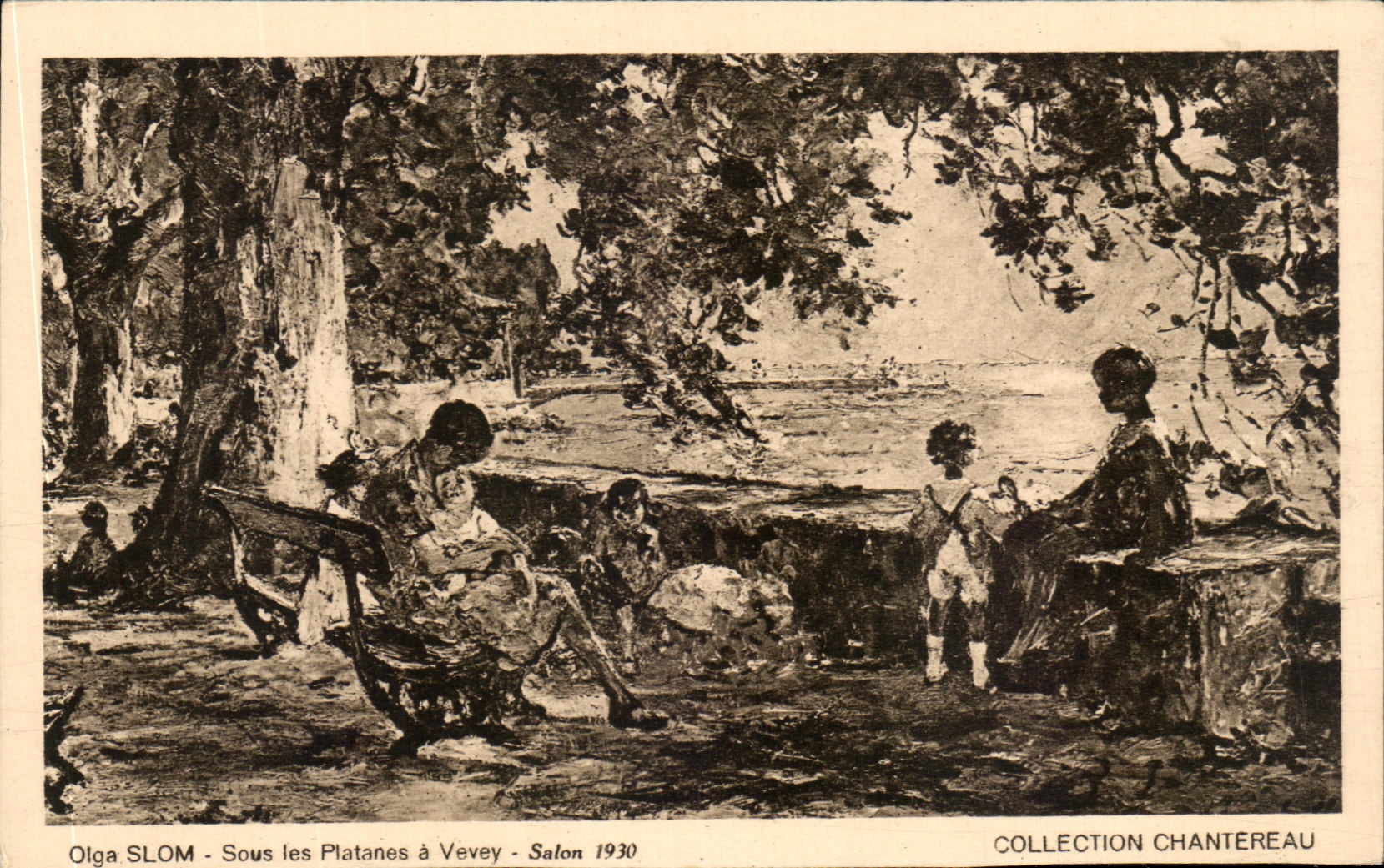 CPA Olga Slom Under the Plane trees has Vevey Salon 1930 Chantereau