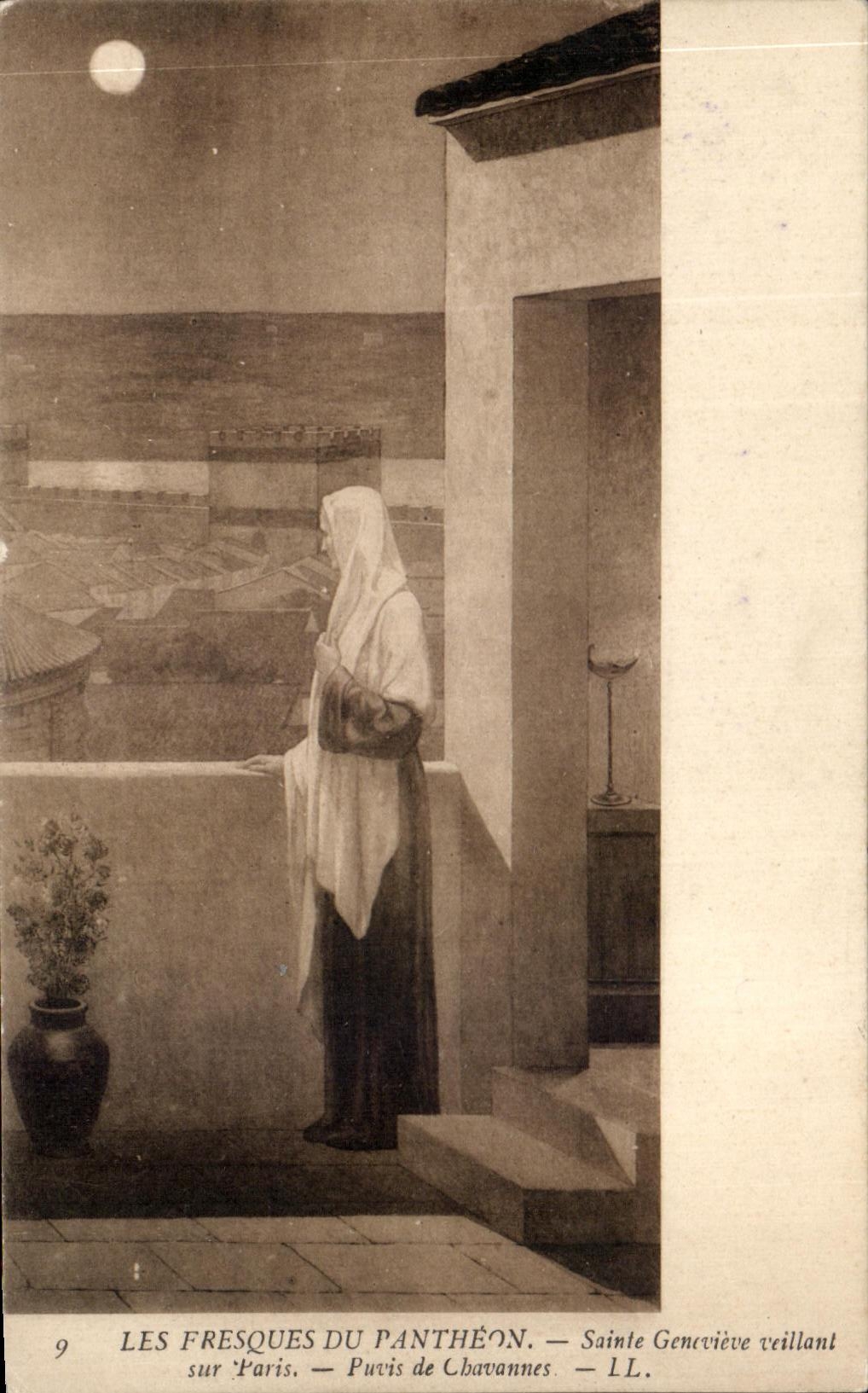 CPA Frescos Of the Pantheon Sainte Genevieve taking care On Paris Puvis de Chavannes