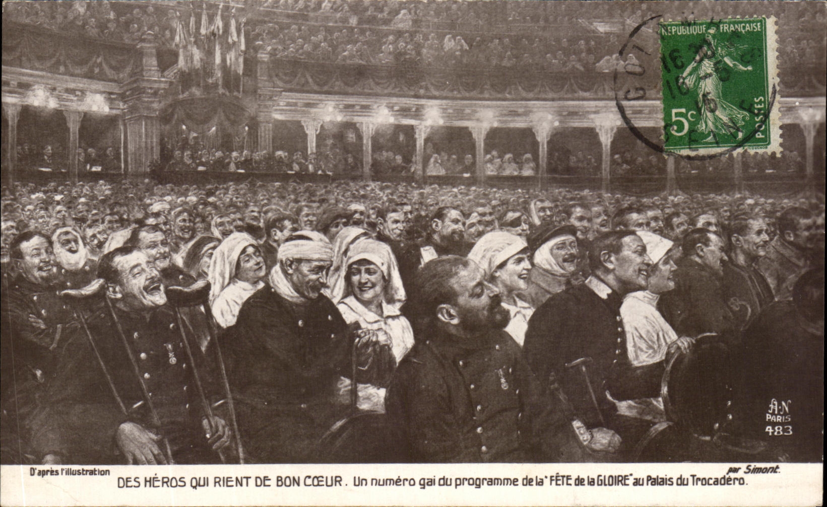 CPA Of the Heroes who laugh at good couer a merry number of the program of the Festival of Glory to the Palate of Trocadero Militaria