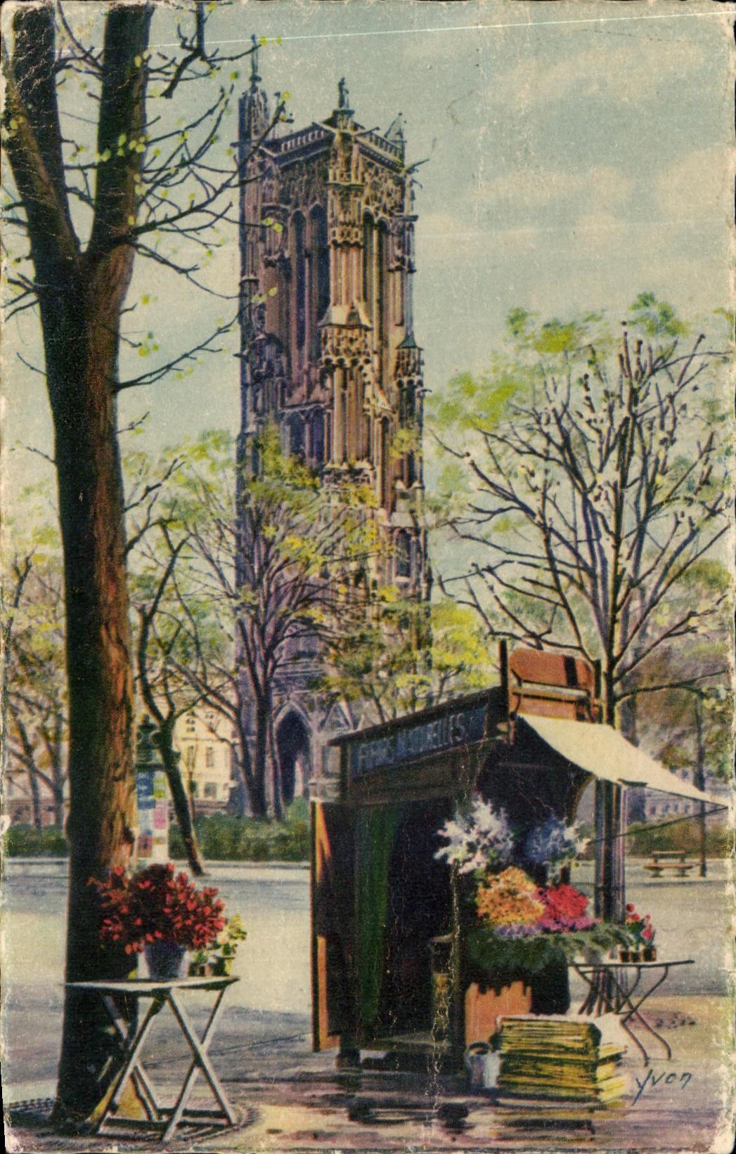 CPA Paris While Strolling the tower Saint Jacques