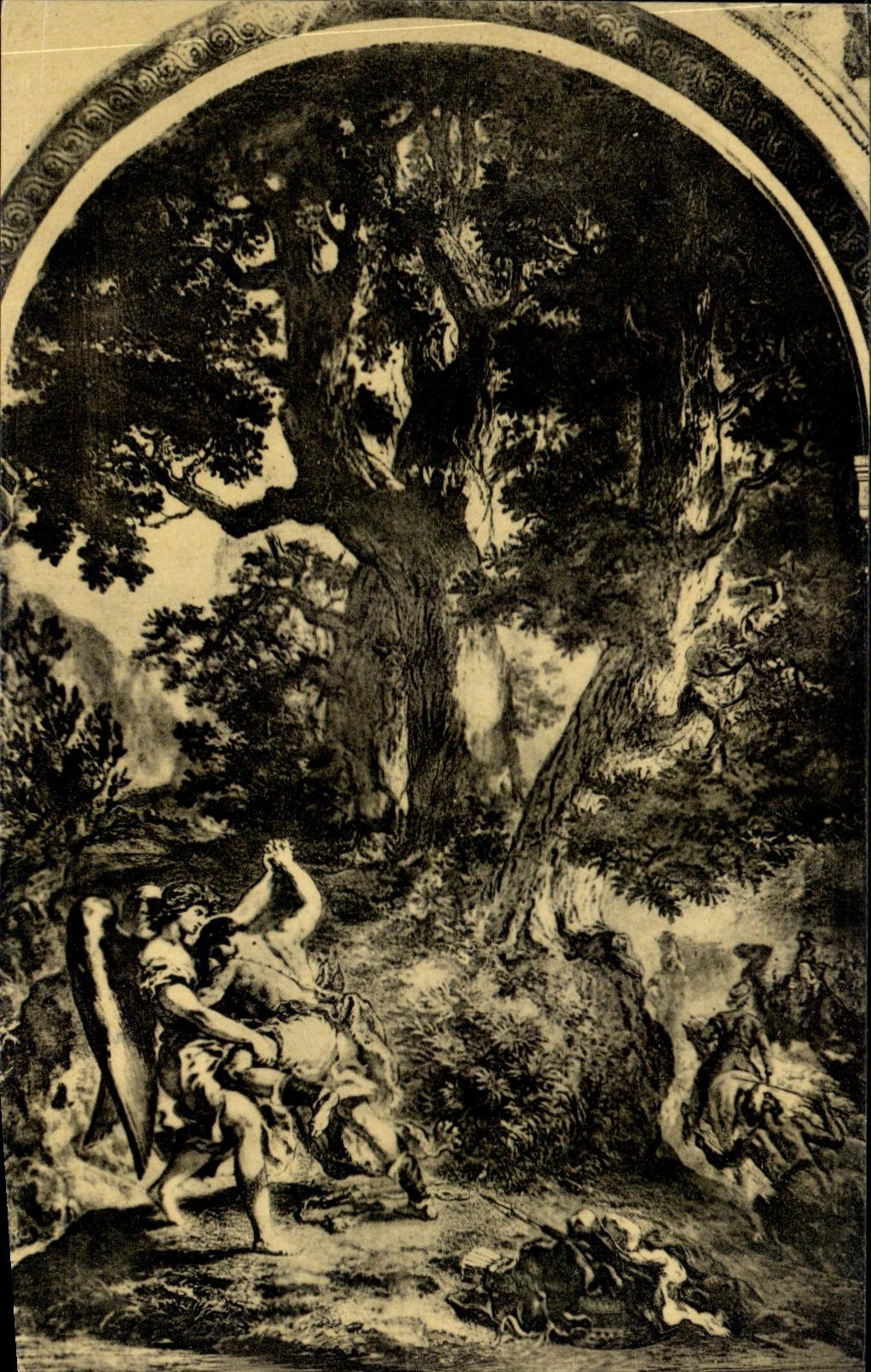 CPA Delacroix the Fight of Jacob with the Angel Paris Church Saint Sulpice Vault of the Saints Angels