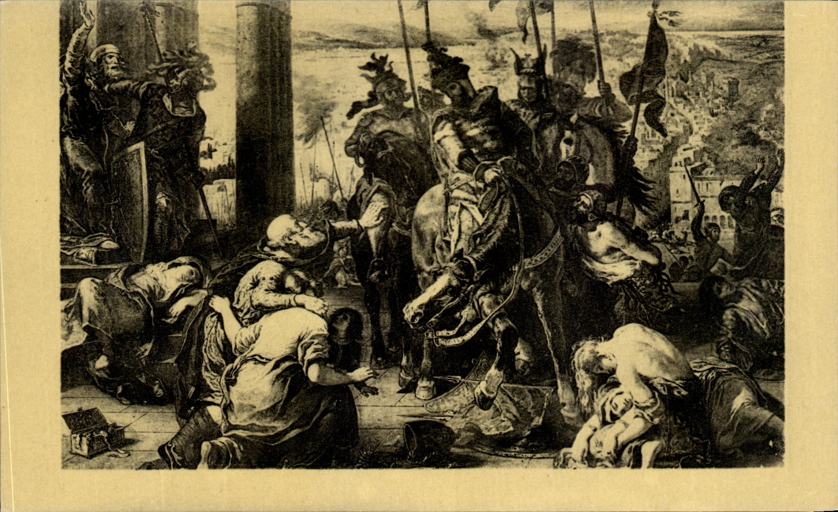 CPA Delacroix Prise of Constantinople by Cross Paris Musee of Louvre