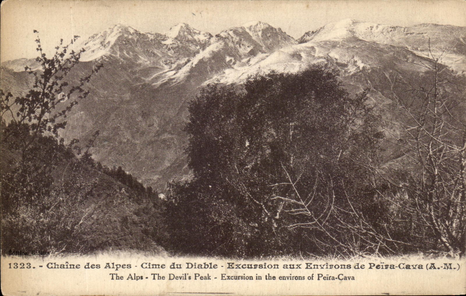 CPA el Cime alpestre de la gama de la excursion del diablo alrededor de Peira minada