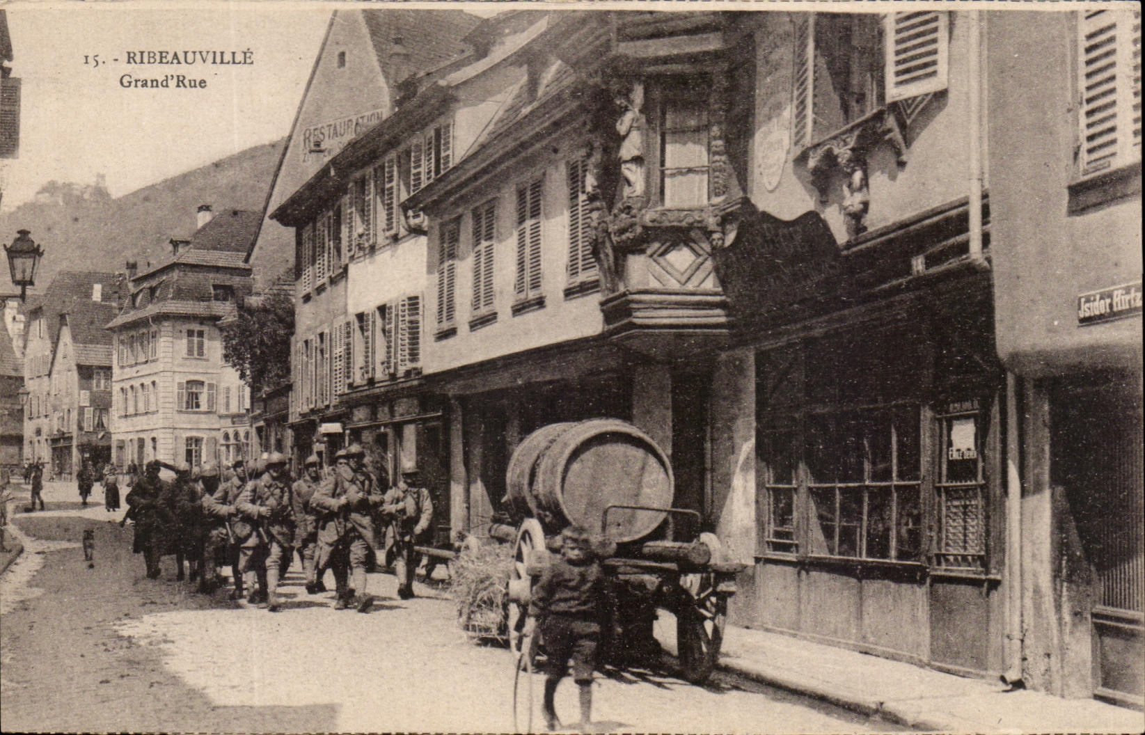 CPA Main street Ribeauville Militaria hairy Soldiers