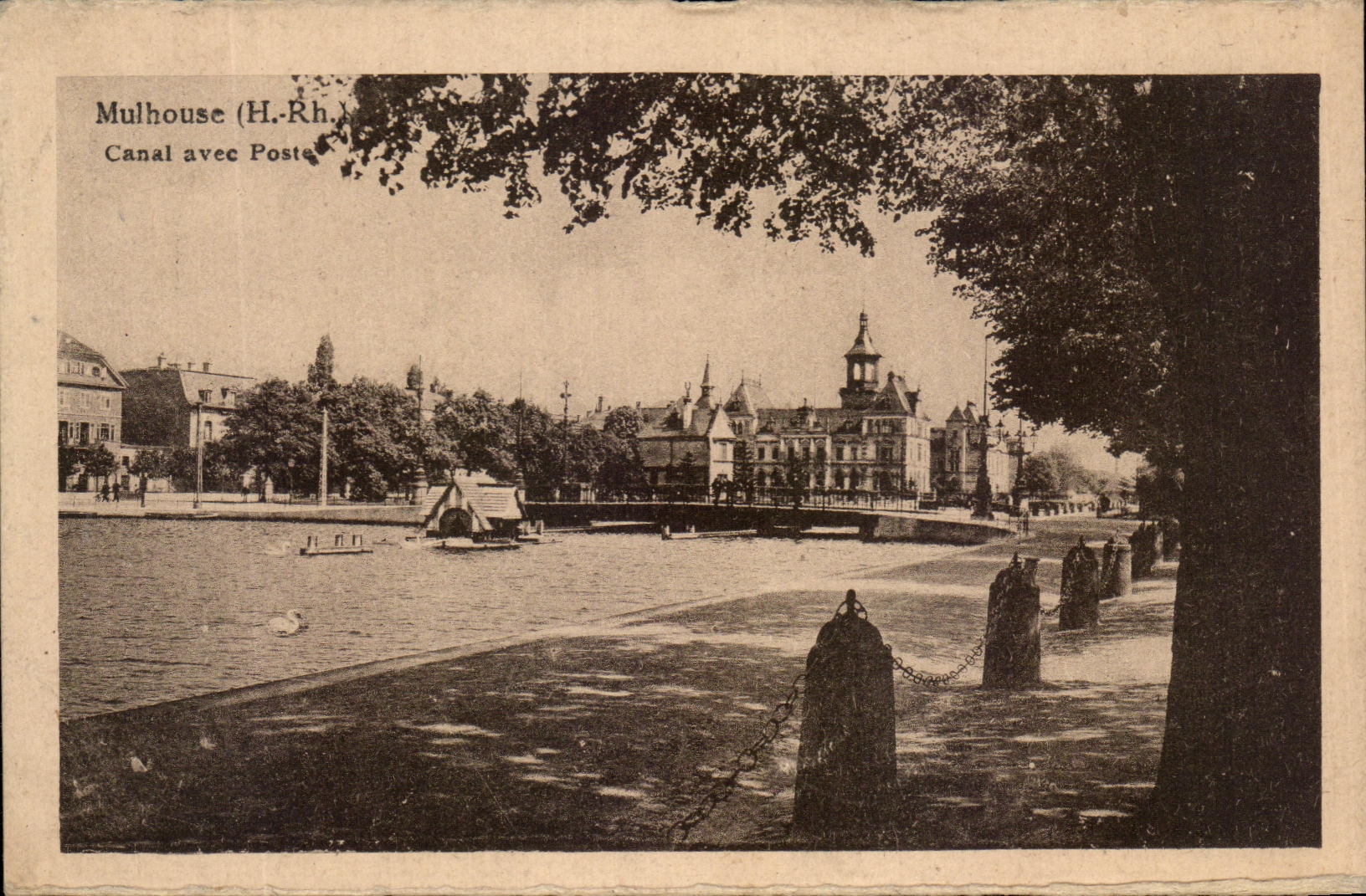 CPA Mulhouse Canal with Station