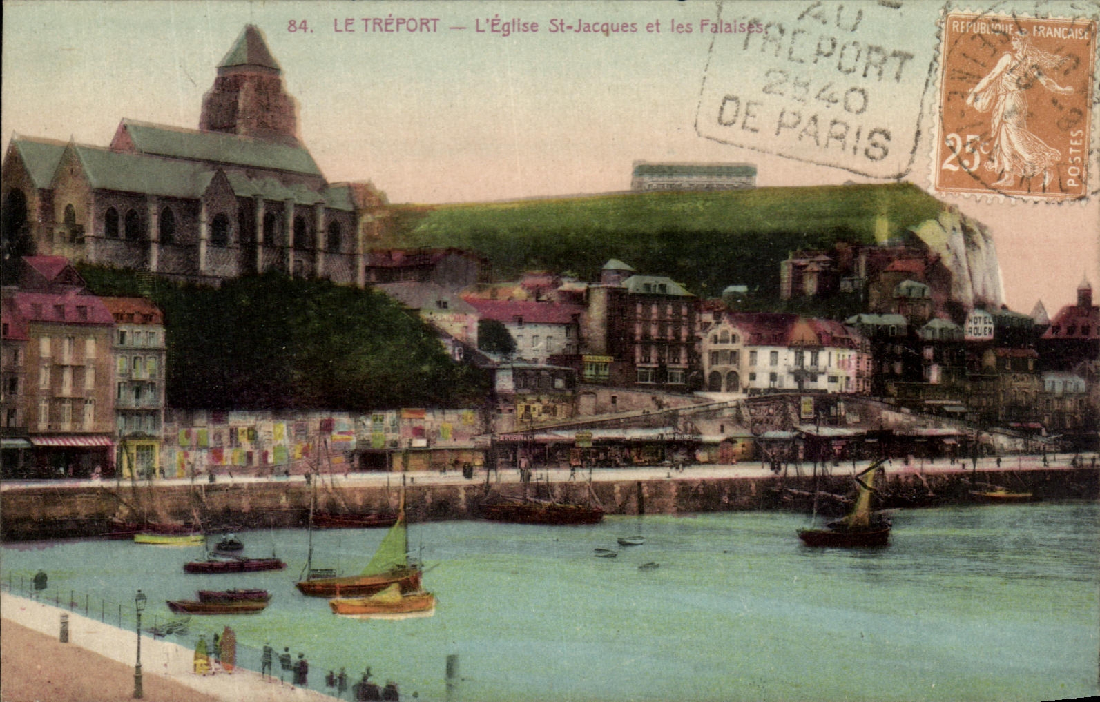 CPA Treport the Church St Jacques and Cliffs